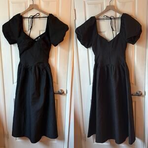 Glamorous Clothing Black Textured Puff Sleeve Maxi Dress size US 6